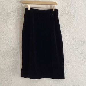 SONIA RYKIEL Vintage Black Velvet Midi Skirt Size Medium